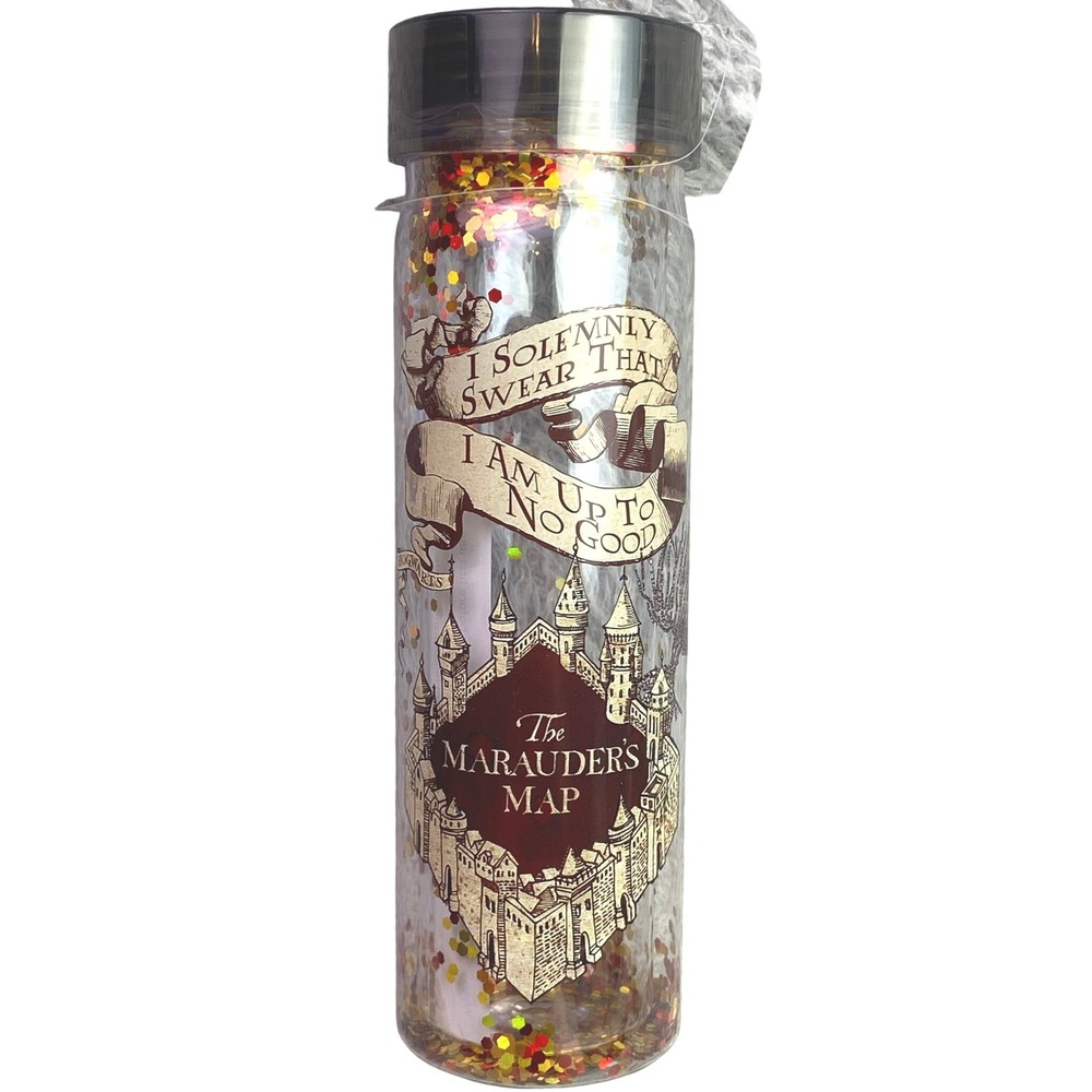Harry Potter Tumbler Marauders Map Glitter Cup Screw‎ Off Lid NIB